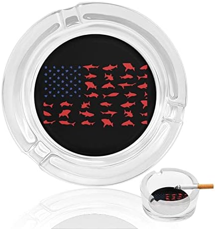 American Sharks Flag Glass Smoking Fumando Cigarro Cigarro Cigarro Redonda Caso de Cinzas