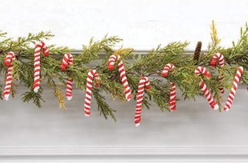 Ofertas felizes ~ 12 pc - pequenos ornamentos de cana de chenille | Ornamentos de Natal do país preenchimentos
