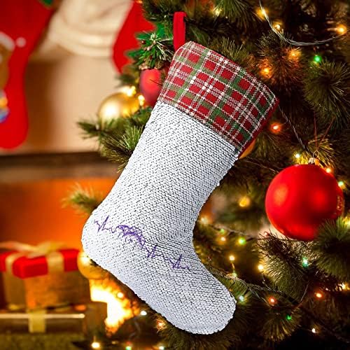 Fotógrafo batimentos cardíacos de lantejoulas meias de Natal brilhante decoração de ornamentos pendurados