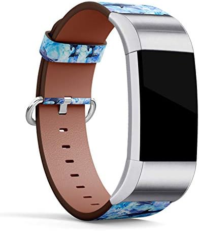 Compatível com Fitbit Charge 2 - Pulseira de pulseira de pulseira de relógio de couro com fecho de aço