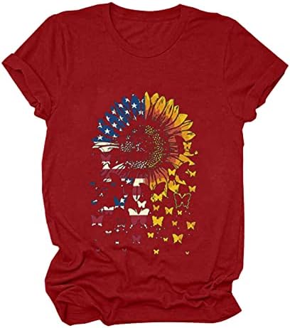 4 de julho camiseta feminina camisetas de bandeira americana em 4 de julho dos EUA camiseta patriótica camiseta