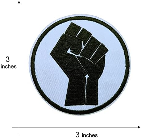 Kloriz 2 PCs Black Power Fist Patch levantado de ferro bordado em costura em apliques de crachá
