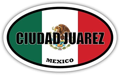 Ciudad Juarez México Bandeira Oval Decal de Vinil Adesivo de Vinil 3x5 polegadas
