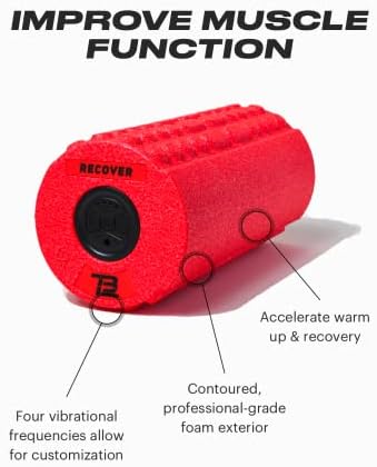 TB12 Roller vibratório de Tom Brady - alivie a dor e a dor com o rolo de espuma de massagem vibratória