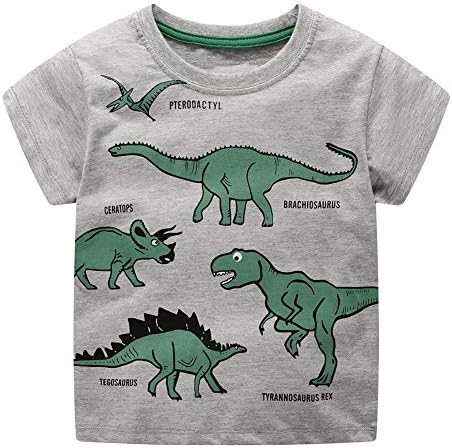 Camisas de dinossauros WarmBaby crianças menino garoto de menu curta Tamis de manga curta