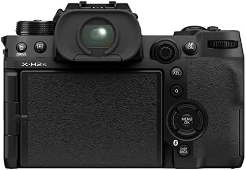 Fujifilm X-H2S Corpo de câmera digital sem espelho, preto com zoom de flash zoom li-on x r2 ttl na câmera redonda