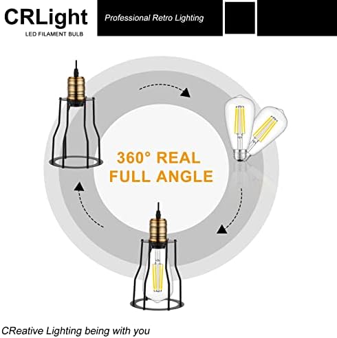 Crlight 6W Led Edison Bulb 5000k Daylight White Glow, 70W Base média E26 equivalente 700 lúmen E26, Lâmpadas