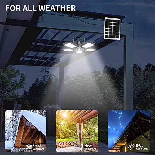 Solar Shed Light Work Indoor/Outdoor Trabalho à luz do dia, Aqonsie 160 Luz de pendente solar de 1200 lm, 5