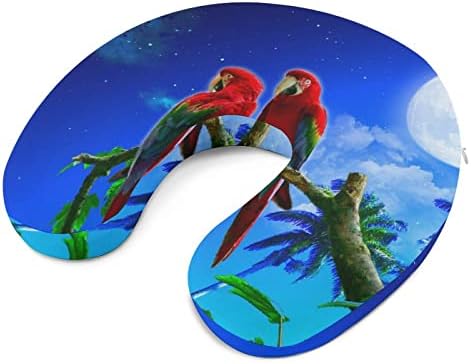 Papagadas casal casal travesseiro de viagem de lua cheia e suporte de pescoço com memória almofada em forma