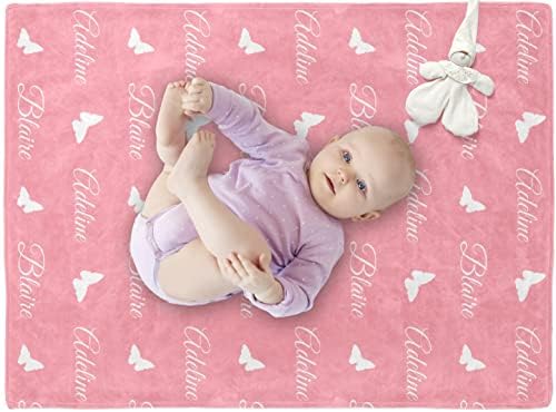 Happy Vibes Mall Mall Cobertores de bebê personalizados com nome e ícone personalizado - cobertores de bebê personalizados para criança ou criança