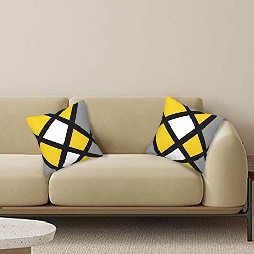 Tampa de travesseiro decorativo Gelyijix, geometria preta amarela, conjunto de 2.18x18 polegadas, travesseiro de zíper quadrado para sofá -cama para sofá -cama quarto quarto