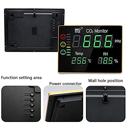 Monitor de qualidade do ar, HT-2008 3 em 1 CO2 Medidor de temperatura digital Higrômetro, 10s Tempo