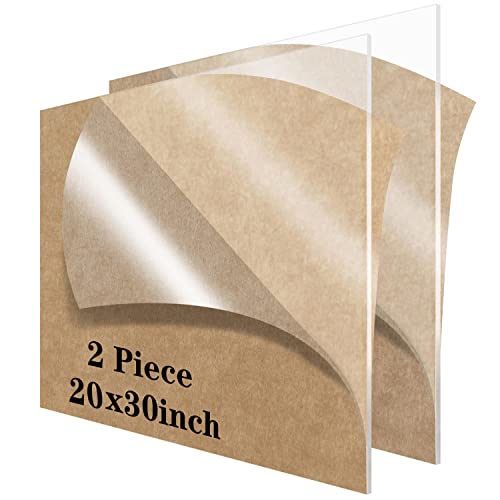Lesnlok 1/8 folha de acrílico 3mm de espessura 2 pacote 20 x 30 Folha de acrílico claro, use para projetos de artesanato,
