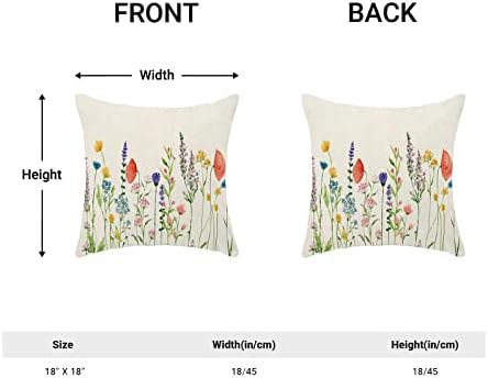 Capas de travesseiro de primavera 18x18 Conjunto de 2, plantas decorações florais jogam travesseiros de travesseiro