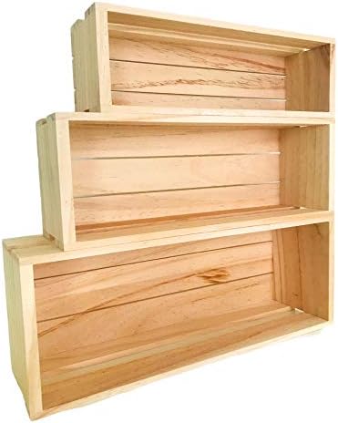 3 Pack Wood Crake Caddy Conjunto | Ninho, caixas de madeira para exibição, caixas de madeira para artesanato,