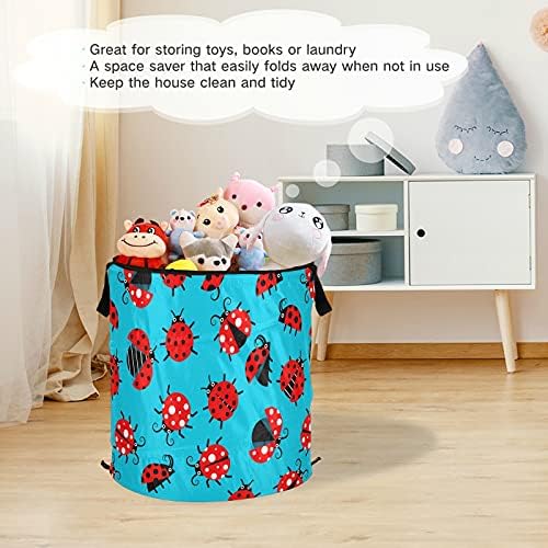 Joaninhas sujeiras de lavanderia com tampa de cesta de armazenamento dobrável bolsa de lavanderia dobrável para