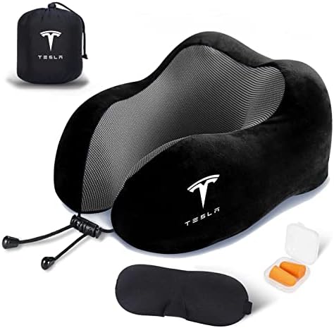 Travesseiro de viagem kikimo para tesla modelo 3/y/s/x acessórios, travesseiro de pescoço de espuma de memória