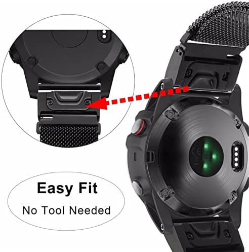 KFAA 26 22 20mm Easy Fit Fit Milanese Watchband Band de liberação rápida Banda para Garmin Fenix ​​7 7x 7s 5x 5 5s 3 3hr Forerunner 935 Magnet Strap Wrist