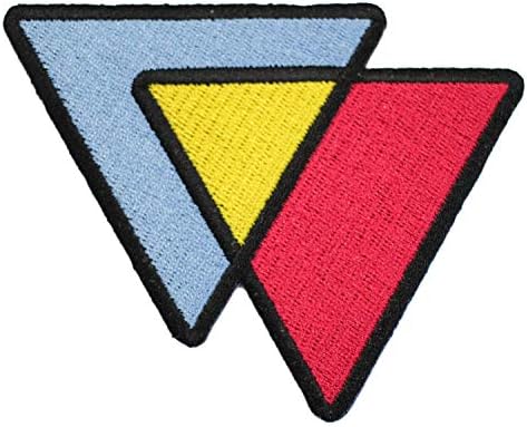 Triângulos da bandeira pansexual Triângulos de amarelo e azul - 4 polegadas de ferro bordado