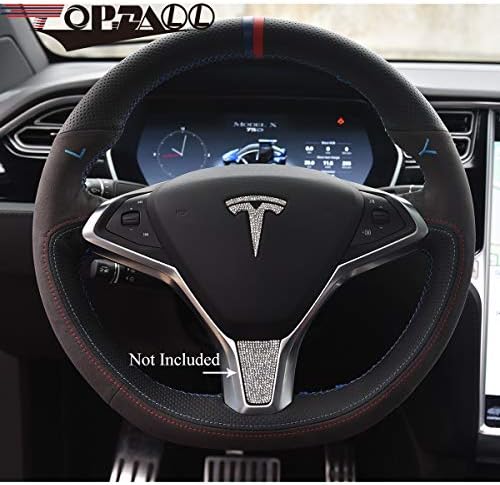 Topdall Roda de direção Cristão de cristal emblema Bling capa de capa de decalque Compatível para Tesla