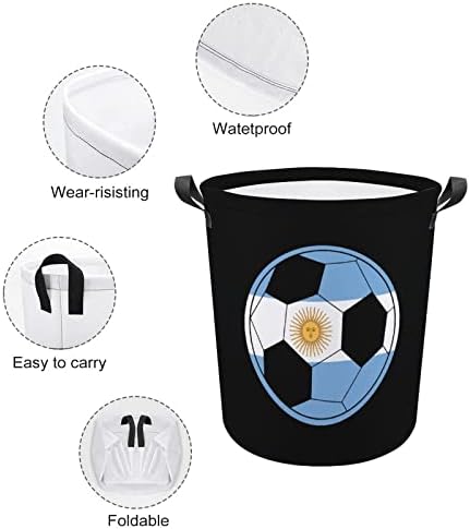 Bandeira Argentina Futebol Futebol Cesta de lavanderia Bolsa de armazenamento à prova d'água com alça 16,5