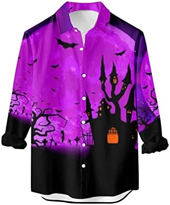 Tops para camisetas gráficas de Halloween de Halloween masculinas PLUSTENTES TOPS DE BLOSHA DE CARTIGAN