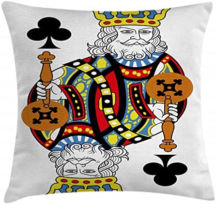 Capa de almofada de travesseiro de arremesso de arremesso de Ambesonne King, rei dos clubes que jogam