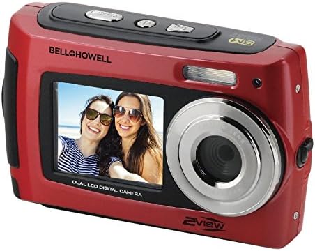 Bell+Howell 2View 18.0MP HD Tela dupla Subaquática Digital e Video Camera, 2.7 , Red