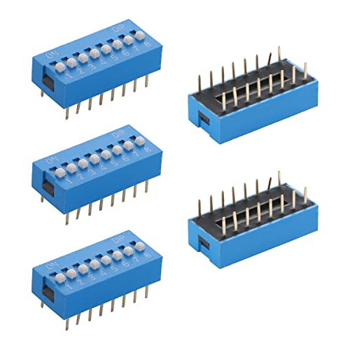 5pcs Blue Dip Switch Horizontal alternam 1-8 posições de 2,54 mm para o circuito PanBors PCB, Aicosineg