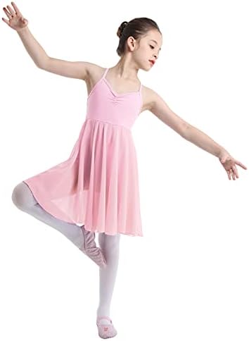 Jeaatha garotas meninas sem mangas tiras cruzadas de volta para chiffon vestido de dança de balé