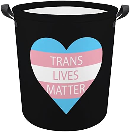 Trans Lives Matter Heart Casçar dobrável cesta de cesta de cesto de armazenamento de armazenamento à prova d'água