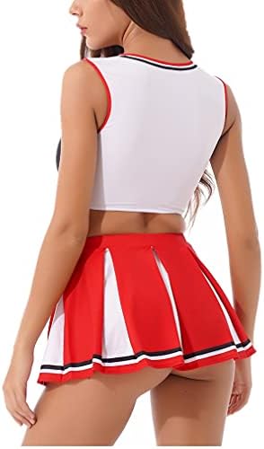 FeShow Womens Cheer Leader Costume School Girls Cheerleading Roupa de Halloween Dress Dress Dress