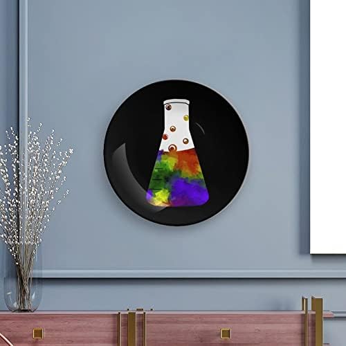 Placa decorativa do arco -íris erlenmeyermerâmico com stand Plate Home de China de ossos para casa