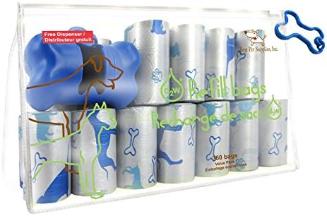 Best Pet Supplies, Inc. Rolinhos de recarga perfumados/sacos de cocô com dispensador grátis - cães azuis em prata