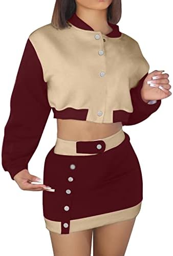 Jaqueta de manga longa feminina Terno de beisebol esportes Salia casual de duas peças Terno da