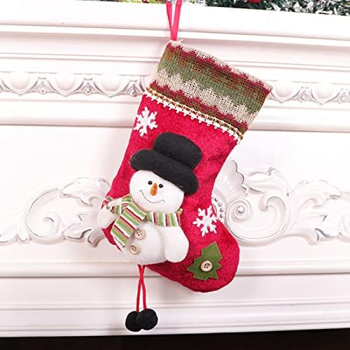 Meias de Natal Santa Snowman Snowman Caractere 3D Pluxhlen Tag pendurado Tag Knit Border Wedding Mirror Centerpieces