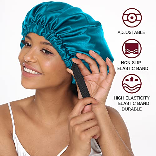 Comfyroll Capto de cetim de seda para dormir e proteção para cabelos - Capt de cetim ajustável em camadas duplas para cabelos naturais encaracolados…