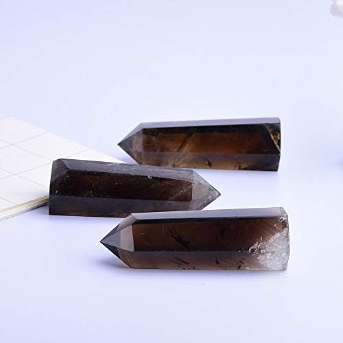 Runyangshi Smoky Quartz Natural Healing Crystal Wands Height 2 -2,4, 6 Prism Faceted Wand Reiki