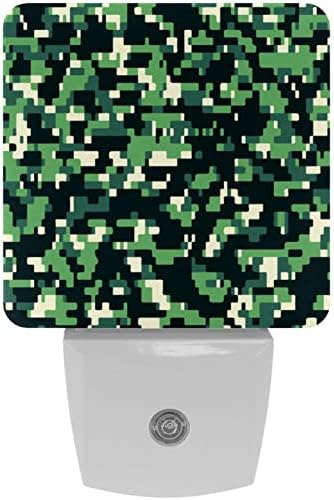 2 Pacote de plug-in nightlight night notur verde camuflado militar com sensor de entardecer para o amanhecer