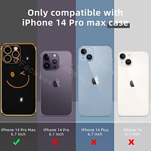 Facweek Smiley Face Case para iPhone 14 Pro Max, [versão aprimorada de revestimento de ouro aprimorado]