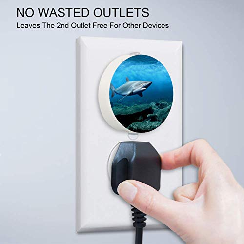 Tubarão subaquático Plug -in LED Luz automática para quarto, corredor e cozinha, pacote 2