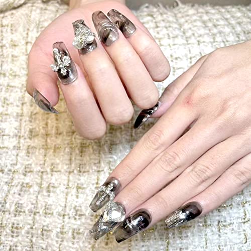 Jieadjie Nails Made à mão Pressione em unhas falsas ， sete camadas gel UV Acabamento Falso unhas, tamanho SML