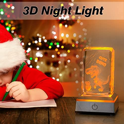 Erwei 3D Dinosaur Night Night Light for Men Mulheres gravaram Dinosaur Crystal Feliz Presente de
