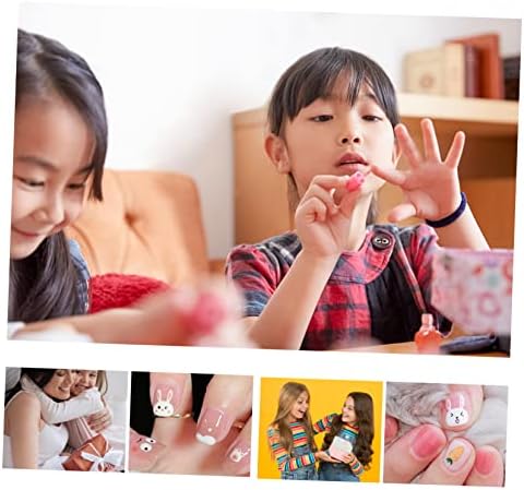 Nolitoy 50 lençóis coelho adesivo de unhas decoração de cesto de unhas para crianças acessórios de unhas