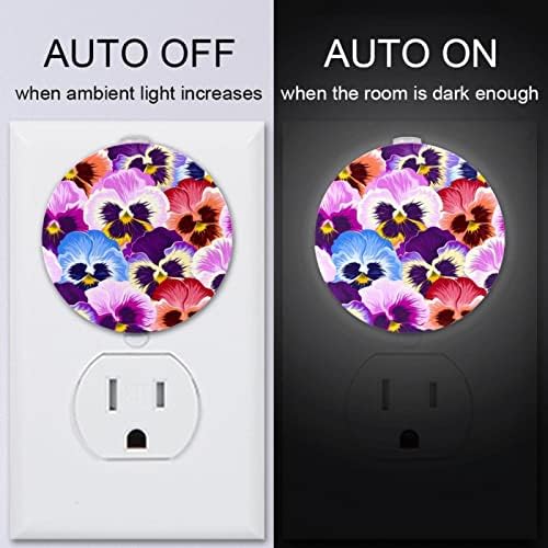 2 Pacote de plug-in Nightlight LED Night Light Varicolored Pransies Flor com sensor do anoitecer para o