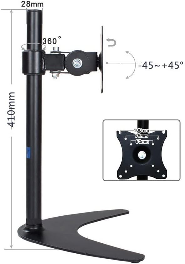 Sdgh único monitor lcd mesa de piso de piso de piso stand com rotação de inclinação ajustável Tela fixa giratória