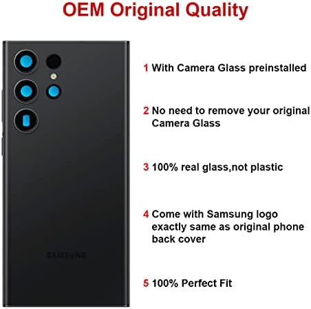 Substituição de vidro traseiro traseiro do Perzework OEM para o Samsung Galaxy S23 Ultra 6,8 polegadas