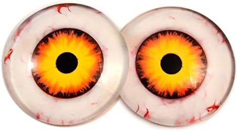 Palhaço do pesadelo Halloween amarelo -tiro de sangue Olhos de vidro assustadores para bonecas de arte fabricando jóias Cabochons 6mm - 40 mm