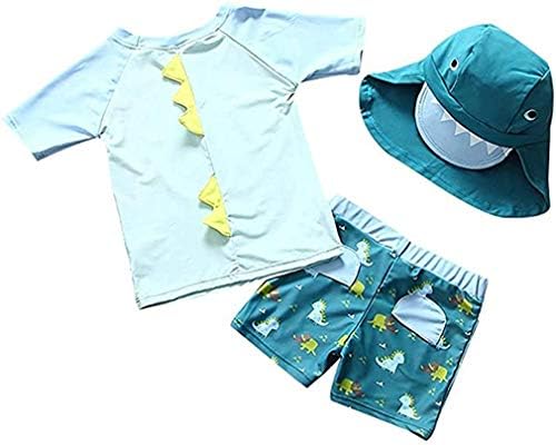 Bebê meninos de criança duas peças Swimsuit Switterwear Dinosaur Suit de maiô Rash Guards com chapéu