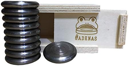 Cadenas ® - jogo de sapo/jogo de sapo/sapo no jogo: 10 tokens de aço com caixa de madeira
